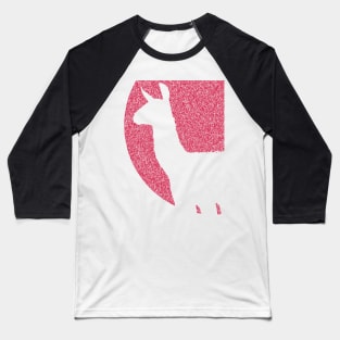 Distressed Minimalistic Red Sun Llama Silhouette Baseball T-Shirt